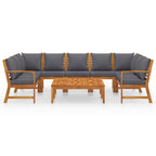 vidaXL Modern Patio Lounge Set - 9 Piece Outdoor Living with Cushions, Solid Acacia Wood Construction, Dark Gray - Includes Benches, Corner & Middle Sofas, Coffee Table