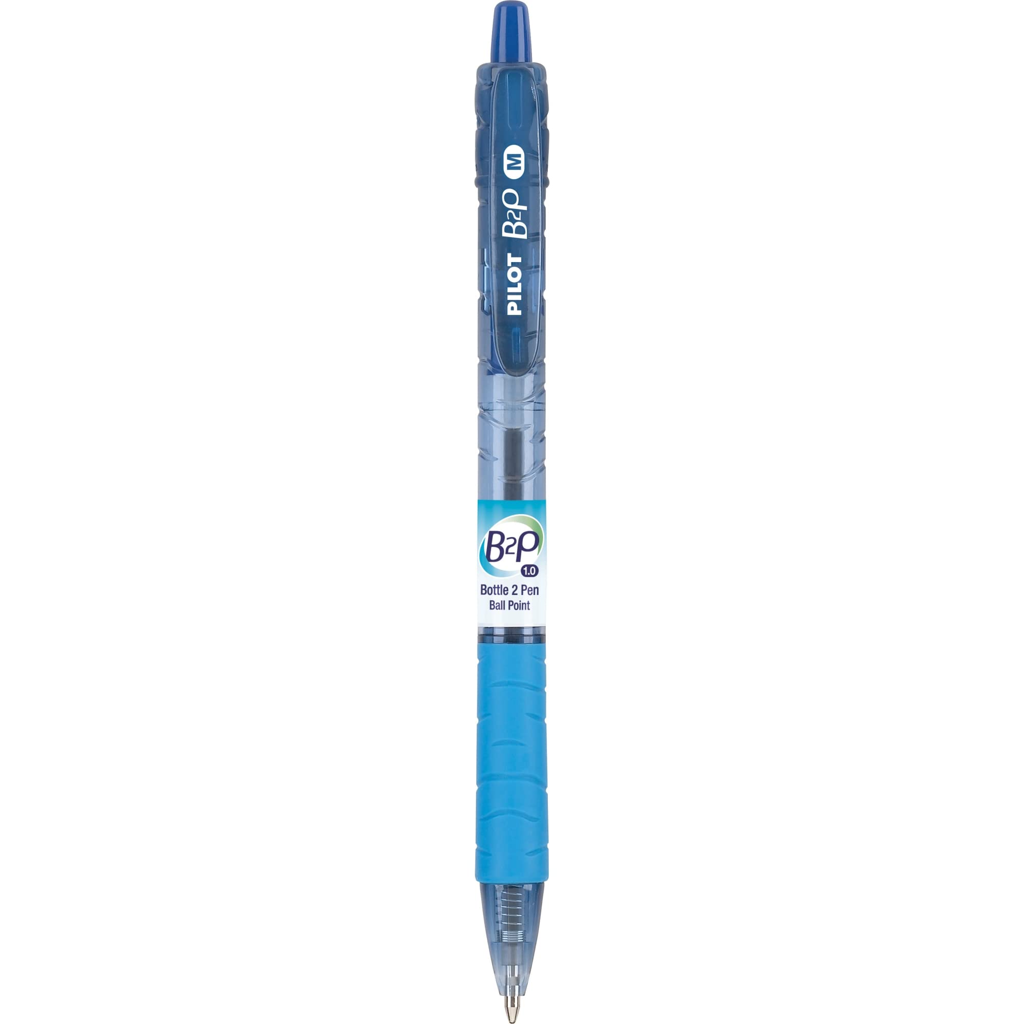 Pilot B2P 'Bottle To Pen' Retractable Ballpoint Pens, Medium Point, 1.0 Mm, 86% Recycled, Translucent Blue Barrels, Blue Ink,
