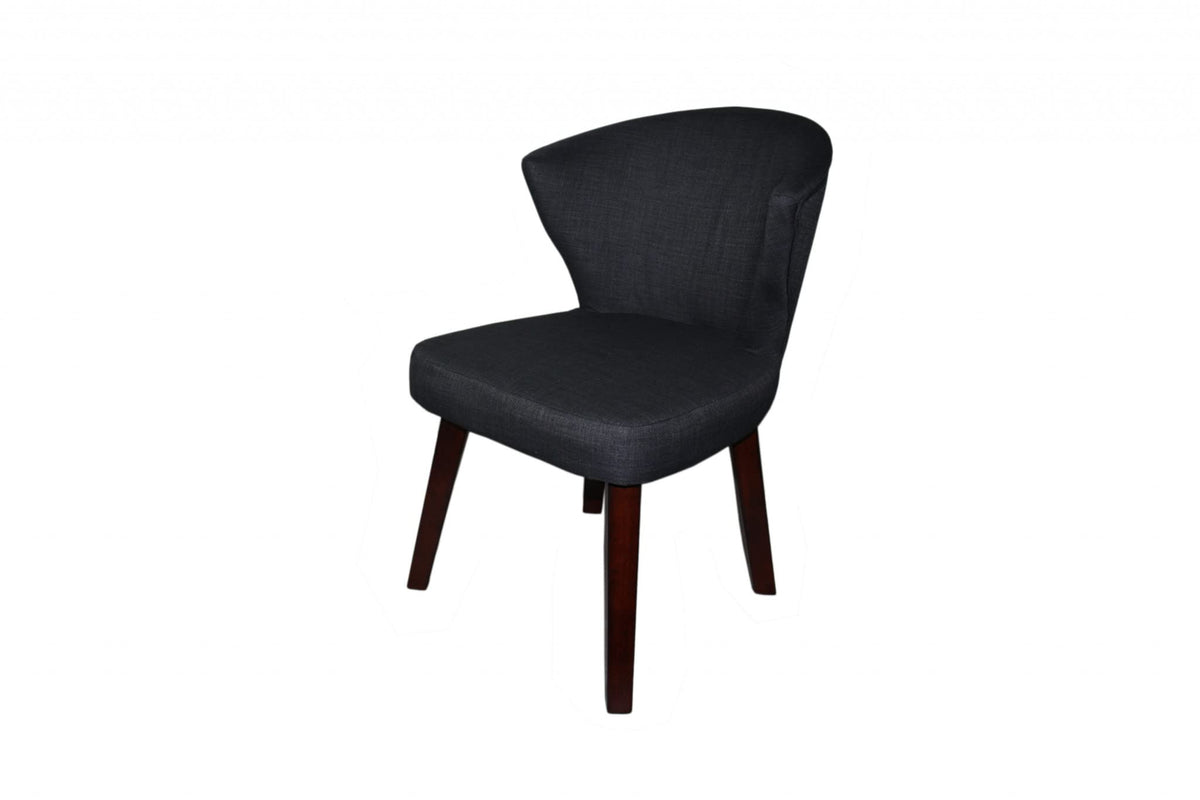 HomeRoots Wood, Polyurethane Foam: 97%, Polyester Fabric: 3% 31' Dark Charcoal Grey and Black Wooden Curve Back Dining or Accent Chair