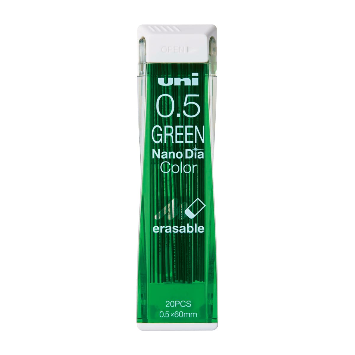 Uni Mechanical Pencil Lead Nanodia Color Green 0.5Mm 20Leads