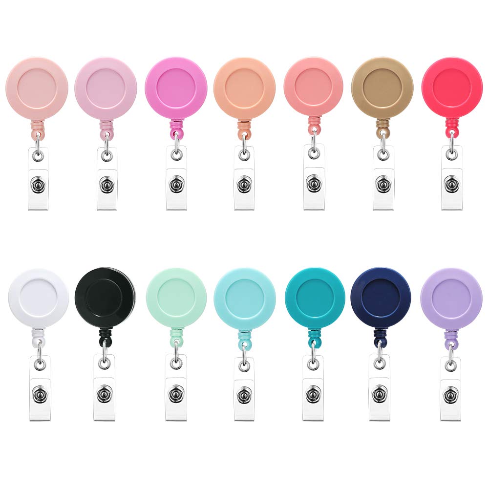 Soleebee 24' Retractable Badge Reel, Mixed Random Solid Color Nurse Id Badge Holder With 360 Swivel Alligator Clip (Pack Of 12)