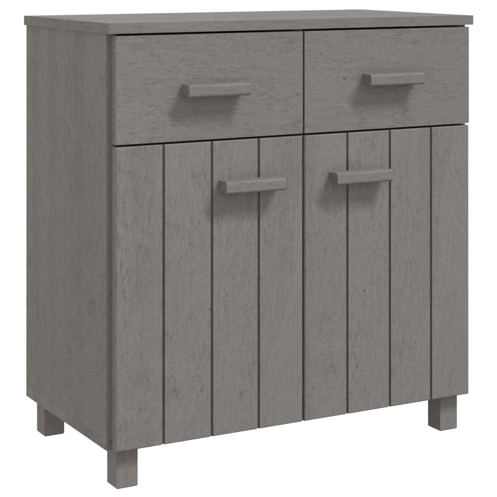 vidaXL HAMAR Solid Wood Sideboard - Light Gray 31.1&quot;x15.7&quot;x31.5&quot; - Pine & MDF Construction - 2 Doors 2 Drawers - Versatile Organization and Display Unit
