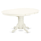 East West Furniture AVBO7-LWH-W Dining Room Table Set - 6 Kitchen Dining Chairs with Wooden Seat - A Wonderful Butterfly Leaf Dining Room Table (Linen White Finish)