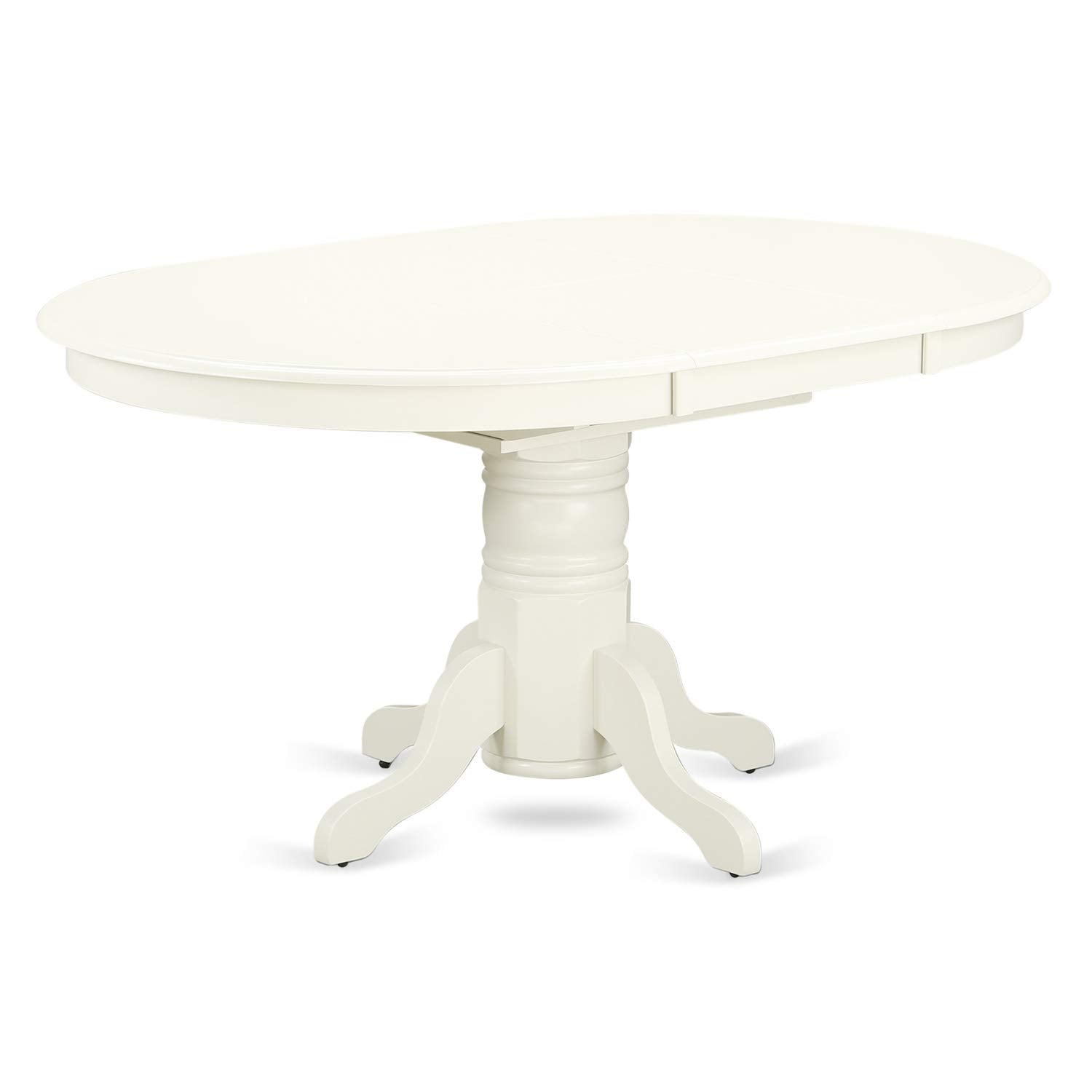 East West Furniture AVBO7-LWH-W Dining Room Table Set - 6 Kitchen Dining Chairs with Wooden Seat - A Wonderful Butterfly Leaf Dining Room Table (Linen White Finish)