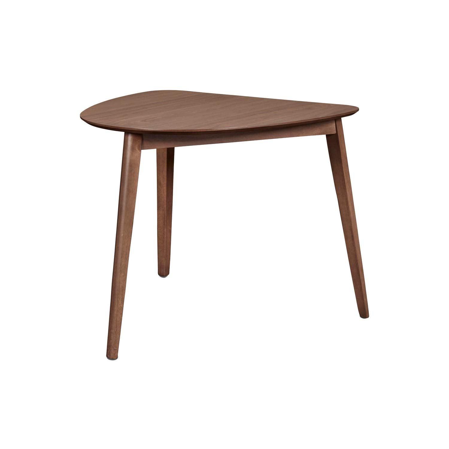 Benjara Mid Century Triangular Corner Table With Grain Details, Brown