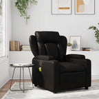 vidaXL Black Faux Leather Massage Recliner - Manual Single Sofa with Cup Holders, 6-Point Vibration Function