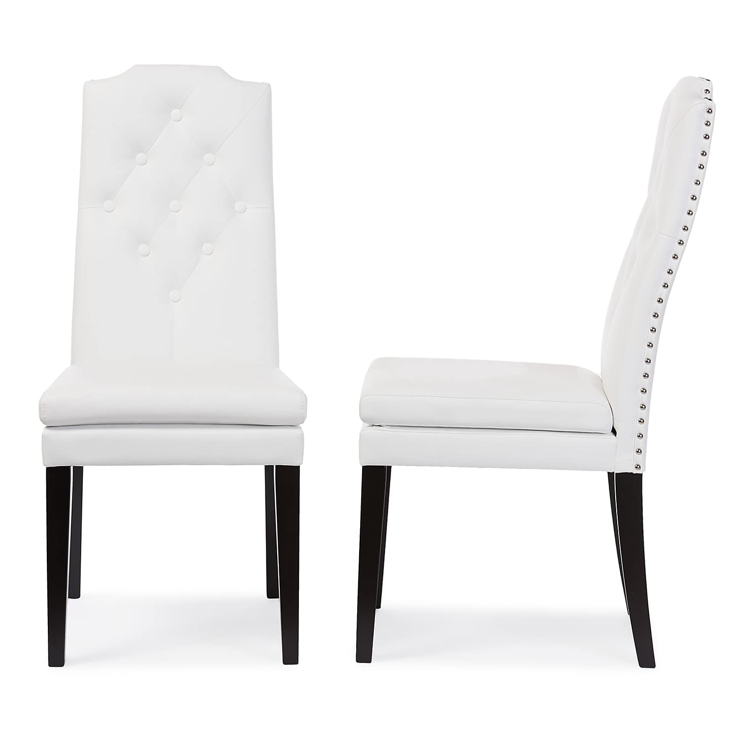 Baxton Studio Dylin Contemporary Faux Leather Dining Chair, White, 2/Pack (120-2P-6601-HIT)