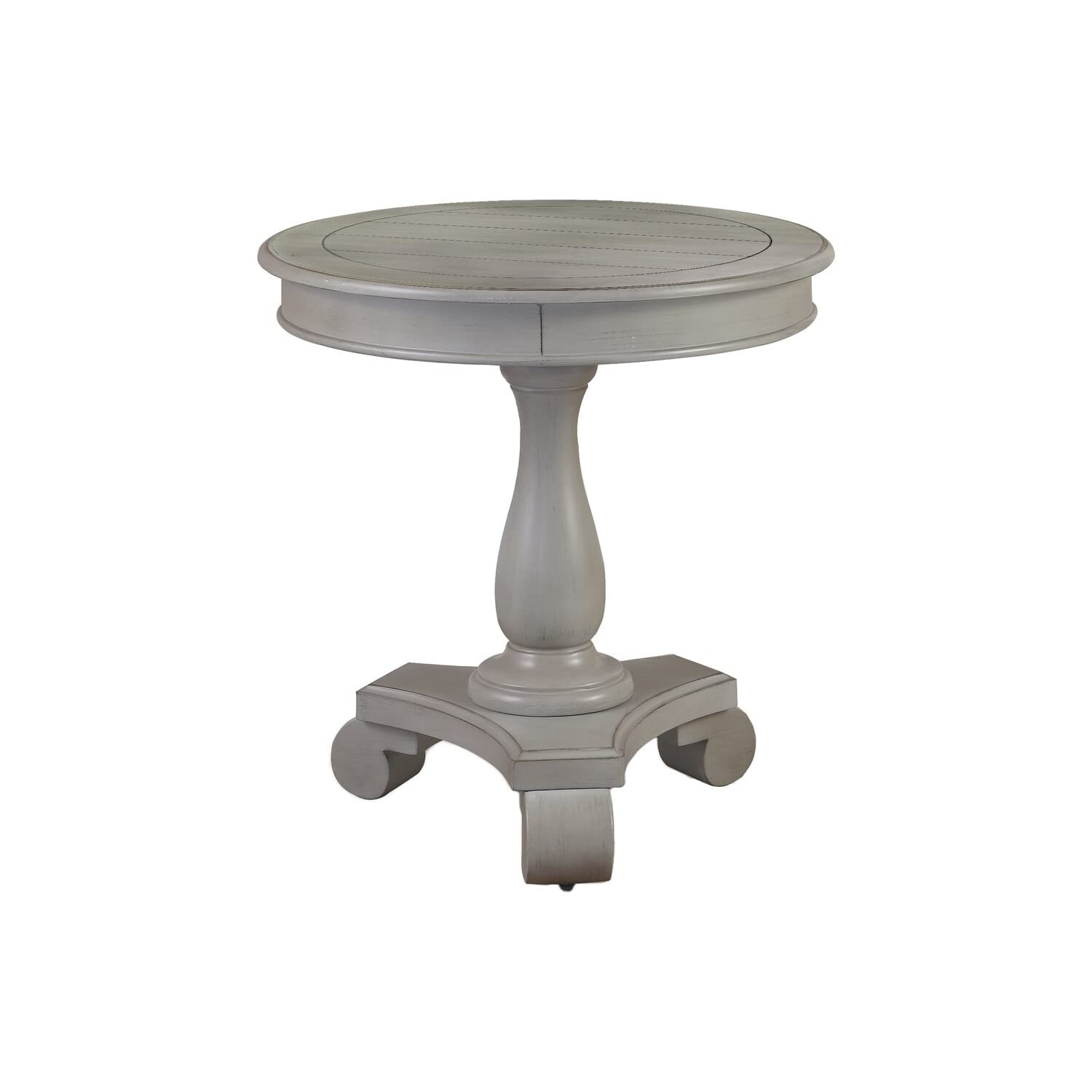 Best Master Furniture Transitional Antique Round End Table, Grey