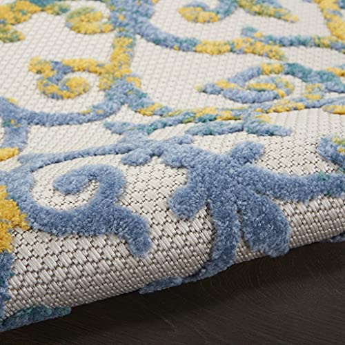 HomeRoots Ivory Blue 100% Polypropylene 4’ x 6’ Ivory and Blue Indoor Outdoor Area Rug