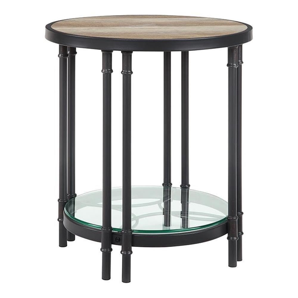 Acme Brantley Wooden End Table with Bottom Shelf in Oak and Sandy Black