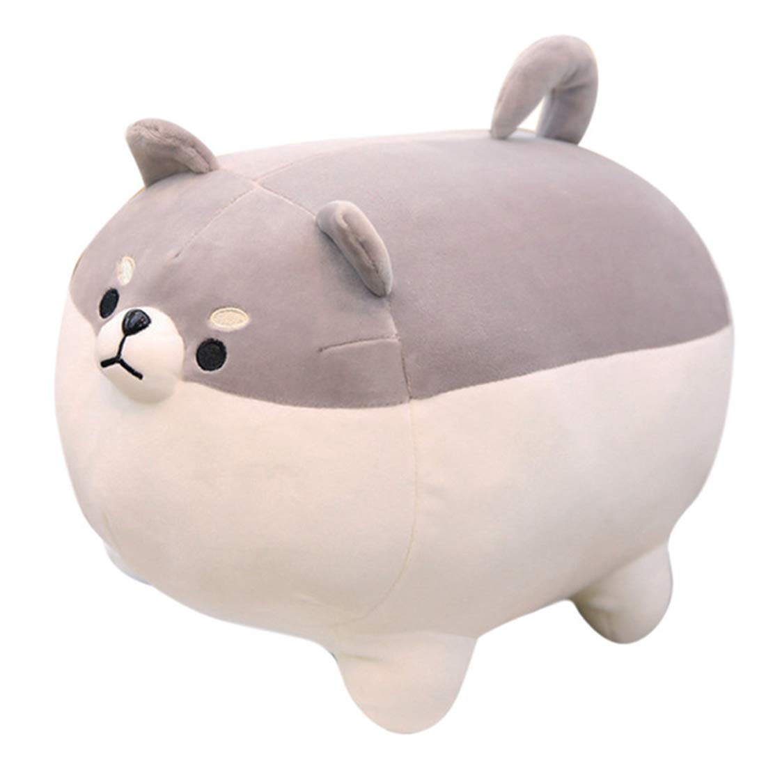 EHOTONG Shiba Inu Dog Plush Pillow, Corgi Stuffed Animal Plush Toy Hug Pillow Gifts for Girl Boy (Gray, 11.8in)