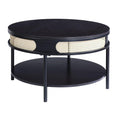 Acme Furniture Round Coffee Table with Open Shelf, Black