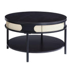 Acme Furniture Round Coffee Table with Open Shelf, Black