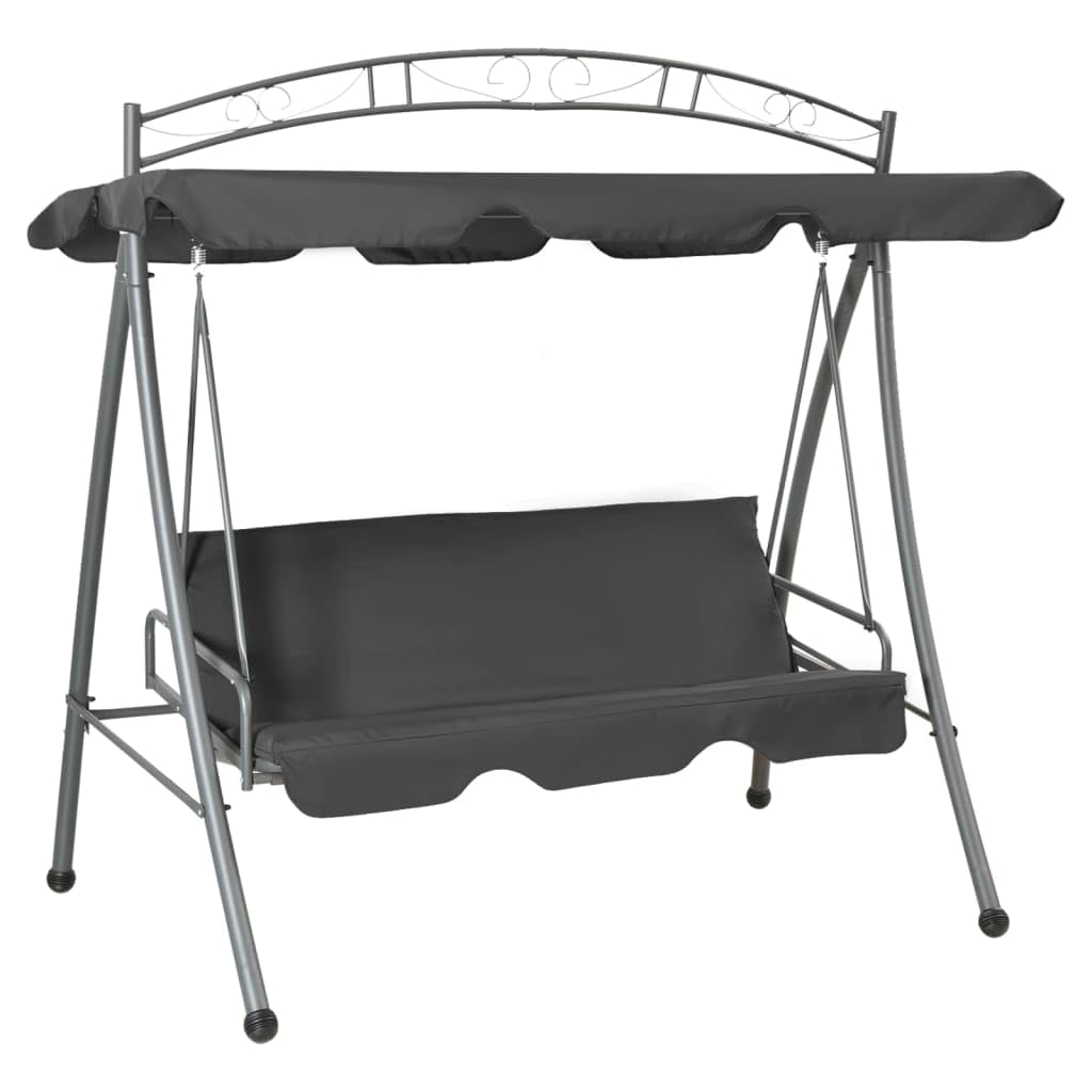 Great-hyc Outdoor Convertible Swing Bench with Canopy Anthracite 78&quot;x47.2&quot;x80.7&quot; Steel