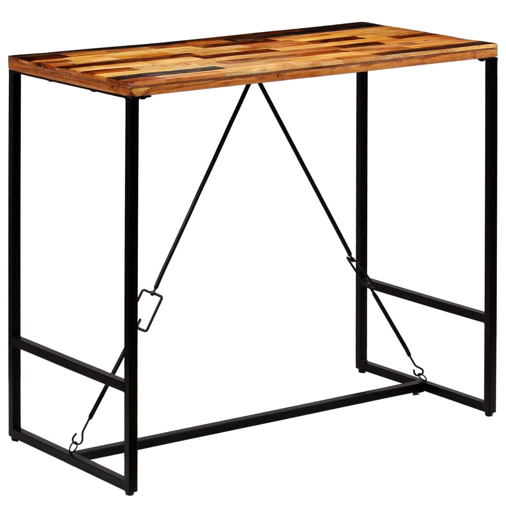 vidaXL Industrial Style Reclaimed Wood Bar Table with Steel Legs, Brown – Ideal for Kitchen, Dining Room, Bars, Cafes