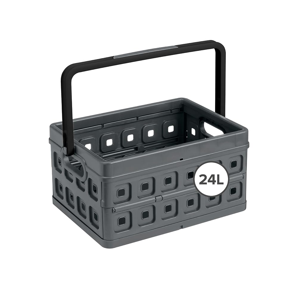 Sunware Square Folding Box 24 Litre with Handle Anthracite Black Colour