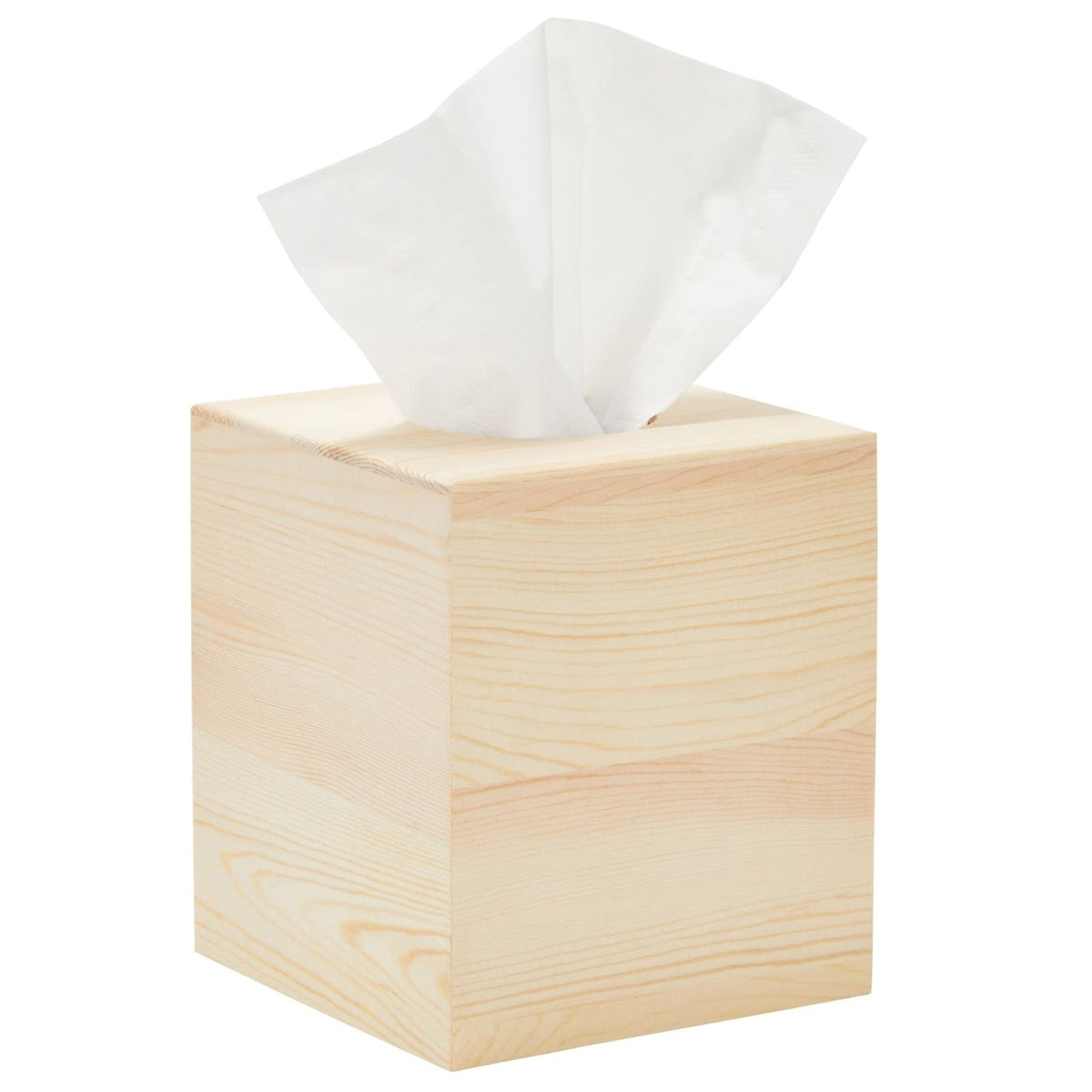 Juvale Unfinished Wood Tissue Box Cover for DIY Custom Design, Square Wooden Tissue Cover Holder with Slide Out Bottom for Home 
