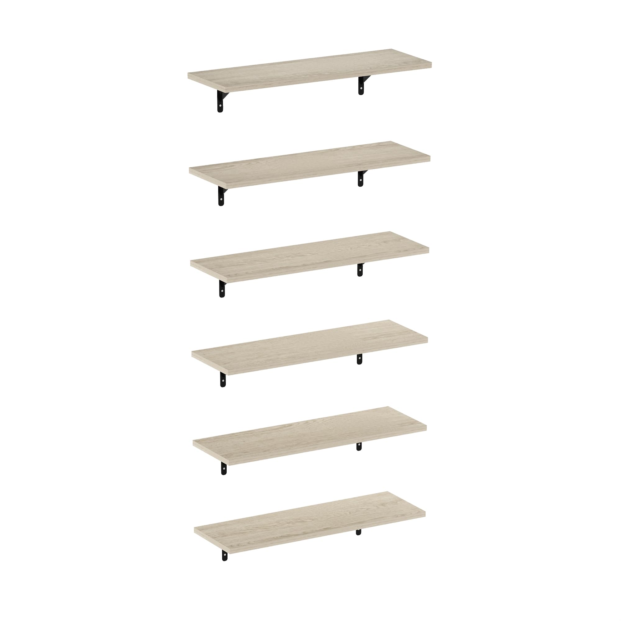 Furinno Rossi 23-Inch Wall Mounted Floating Display Shelves, Metropolitan Pine, Set of 6