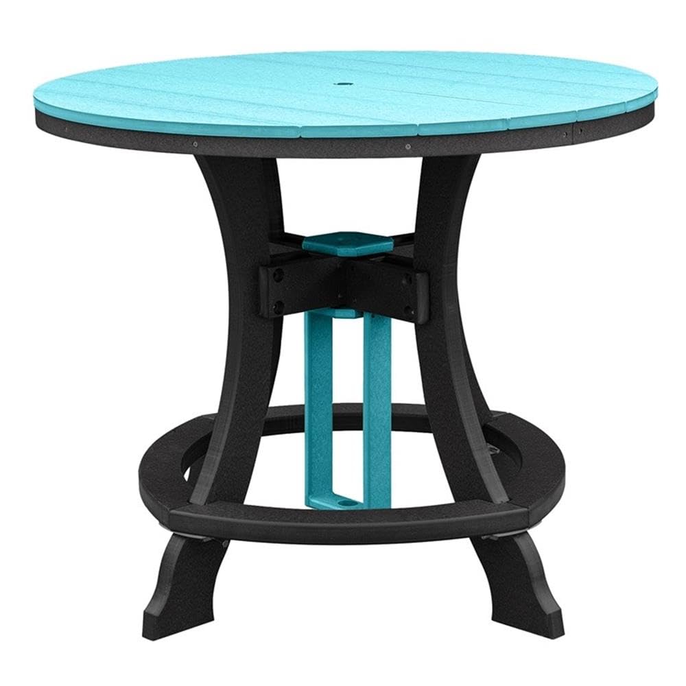 American Furniture Classics Five Piece Round Counter Height Dining Set, Aruba Blue/Black