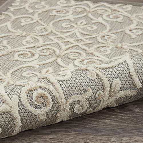 HomeRoots 100% Polypropylene 8’ x 11’ Natural and Gray Indoor Outdoor Area Rug