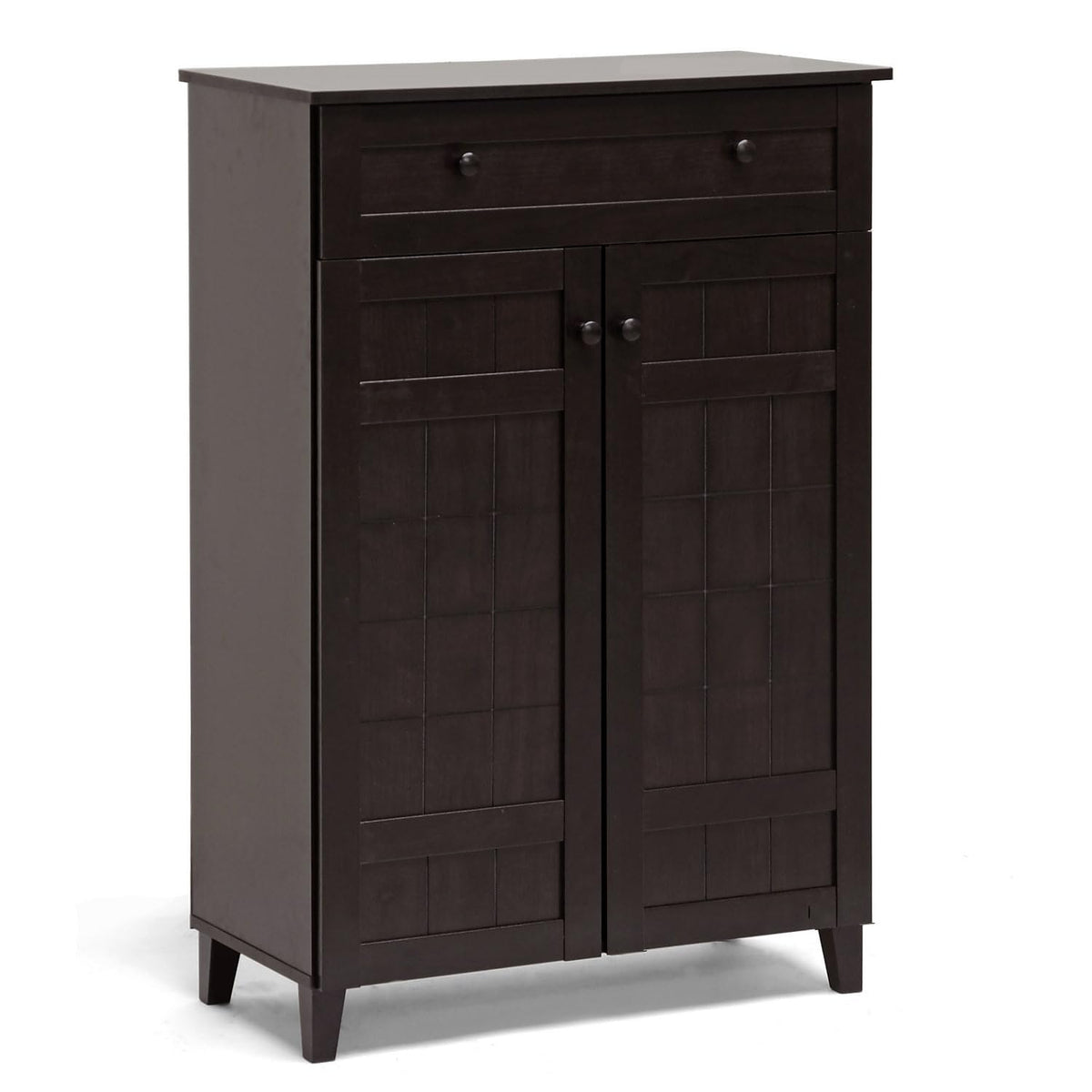 Baxton Studio Glidden 1- Drawer Shoe Storage Cabinet, Dark Brown (91-4518-HiT)