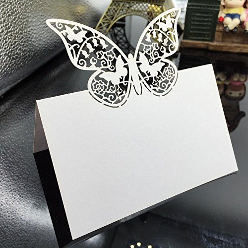 Vanki Pack of 50 Wedding Party Table Name Place Cards Favor Decor Butterfly Laser Cut Design