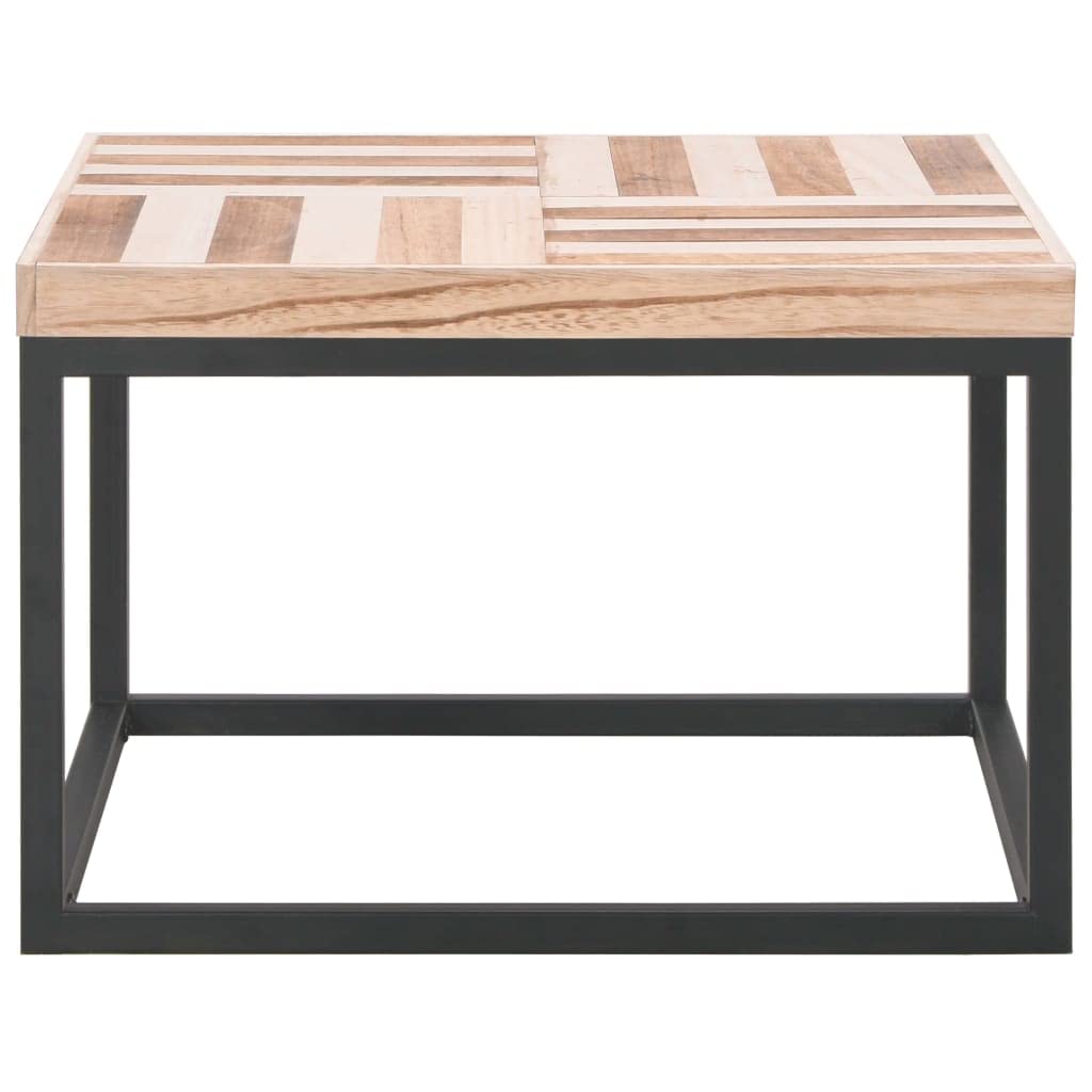 vidaXL Industrial Style Coffee Table, Low Profile, Constructed from Solid Paulownia Wood and Powder-Coated Steel, Perfect for Living Room - Beige 19.7x19.7x13