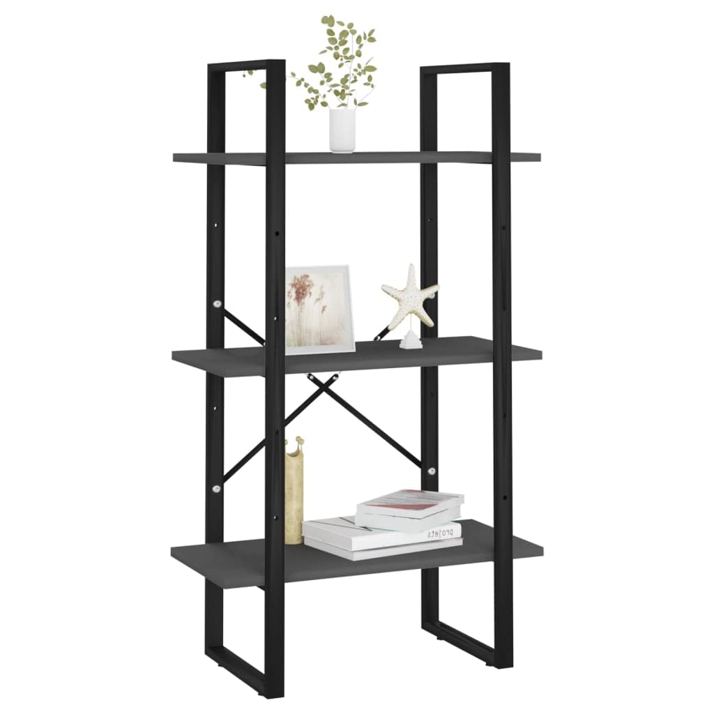 vidaXL Gray Storage Shelf 23.6&quot;x11.8&quot;x41.3&quot;, Engineered Wood and Metal, Multi-use Design, Ideal for Home or Professional Use, Assembly Required
