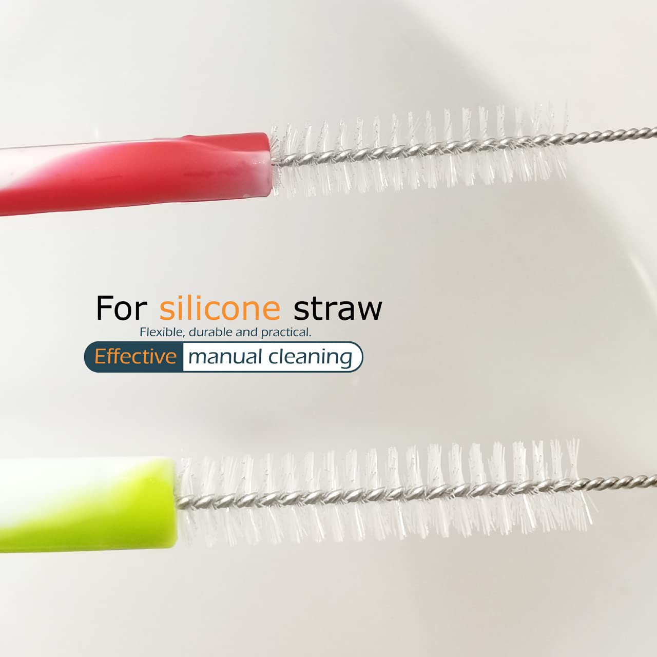 Gfdesign Drinking Straw Cleaning Brushes Set Pipe Tube Cleaner Nylon Bristles Stainless Steel Handle - 8' X 3/8' (10Mm) - Set