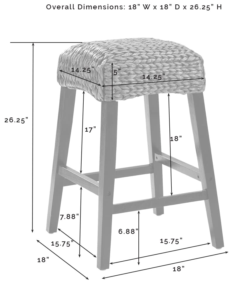 Crosley Furniture Edgewater Backless Counter Height Bar Stools Set of 2 with Handwoven Natural Fiber Rattan, Seagrass