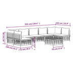 vidaXL Patio Furniture Set 8 Piece, Sectional Sofa with Coffee Table, Wicker Furniture Set with Cushions for Porch Garden, Anthracite Poly Rattan