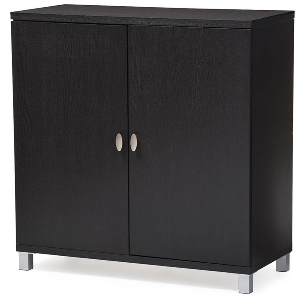 Baxton Studio Marcy Modern & Contemporary Wood Entryway Handbags or School Bags Storage Sideboard Cabinet, Dark Brown