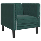 vidaXL Chesterfield Sofa Chair - Dark Green Velvet Upholstered Armchair with Sturdy Legs for Living Room - 28"x29.3"x27.8"