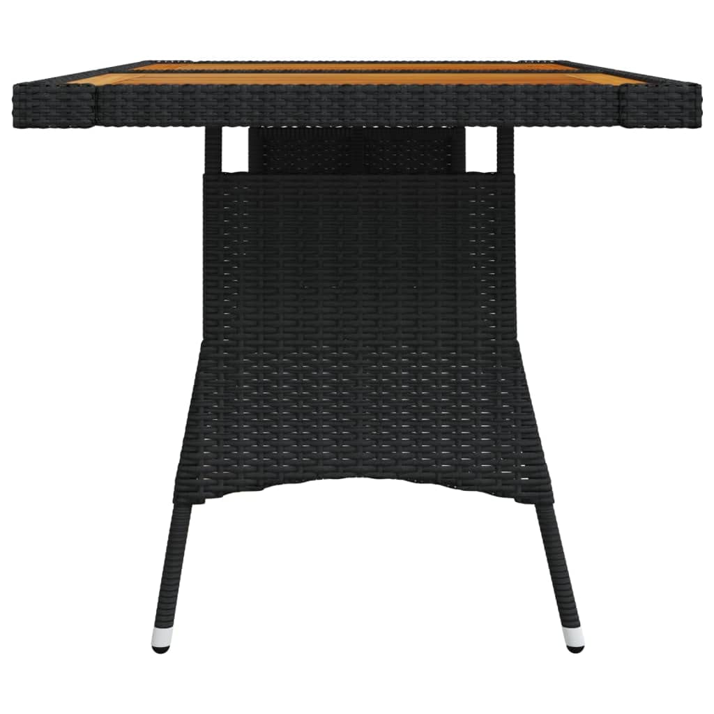 SKM Patio Table Black 51.2"x27.6"x28.3" Poly Rattan & Solid Acacia Wood-86931026