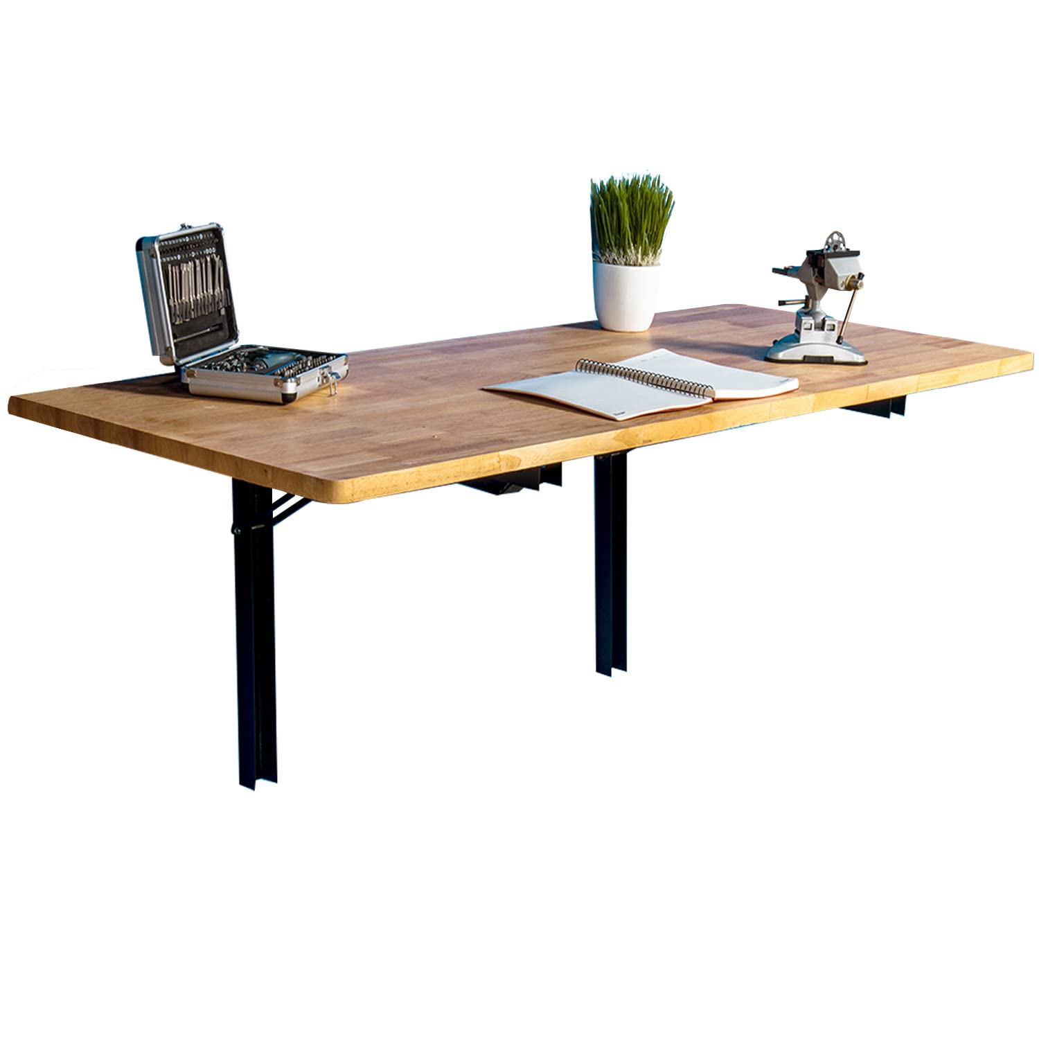 Wallmaster Wall Mounted Folding Workbench Heavy Duty Fold Down Table Utility Bench Solutions Laundry Shelf Wall Desk With Metal Shelf Bracket (32 X 18)