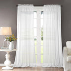 Dreaming Casa Solid Sheer Curtains White Rod Pocket Voile Draperies 84 Inches Long for Living Room 52'' W x 84'' L 2 Panels