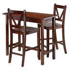 Ergode Sally 3-Piece Kitchen Island Table Set | 2 Drawers | Saddle Seat Stools | Space-Saving & Stylish | (94364-VV)