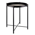 EKNITEY Sofa Side End Table, Folding Metal Waterproof Small Coffee Table with Removable Tray for Living Room Bedroom Balcony and