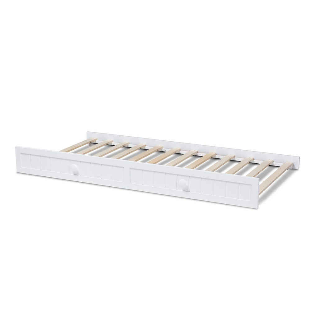 Baxton Studio Neves Cottage Farmhouse White Finished Wood Twin Size Trundle