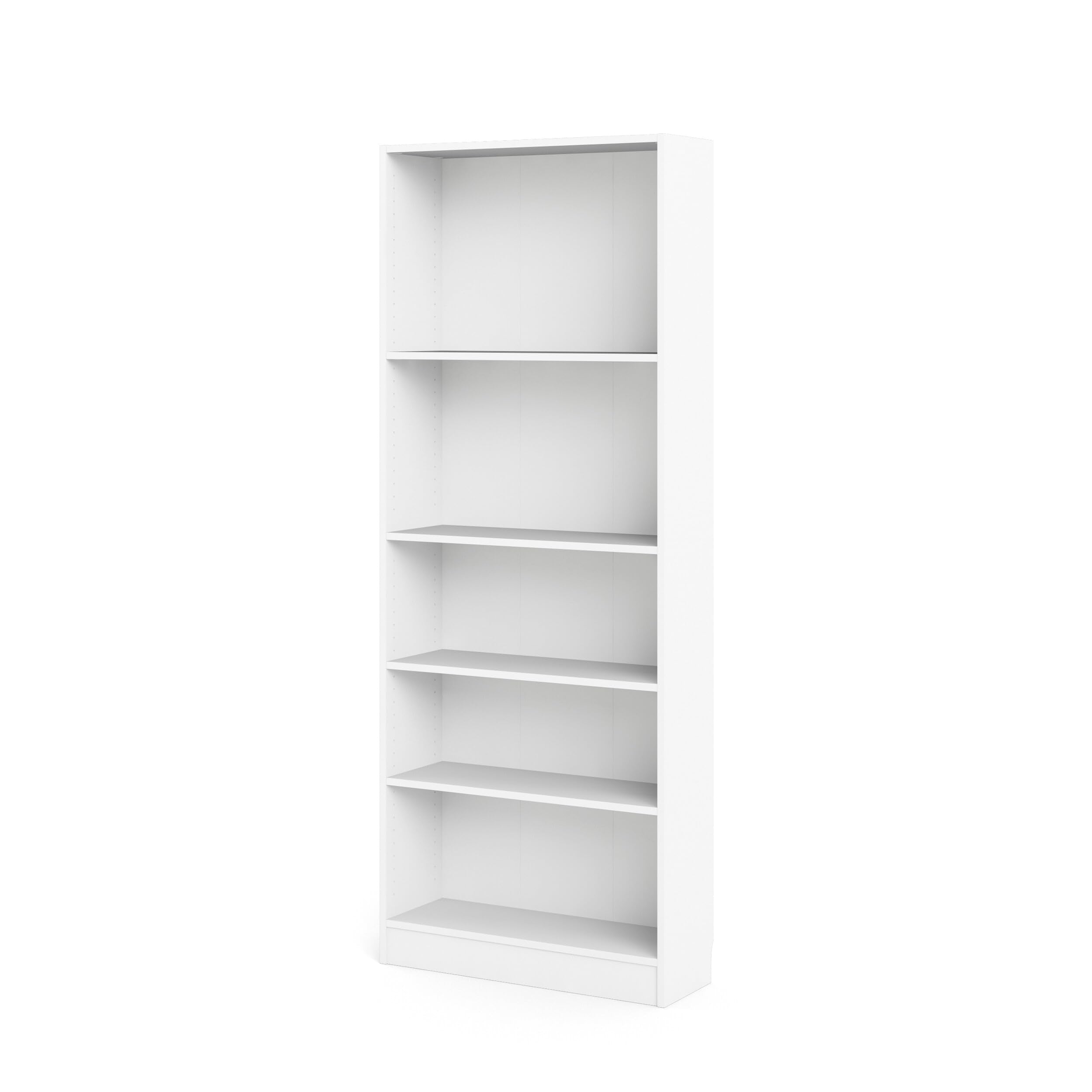 Basic Tall Wide 5 Shelf Bookcase, White