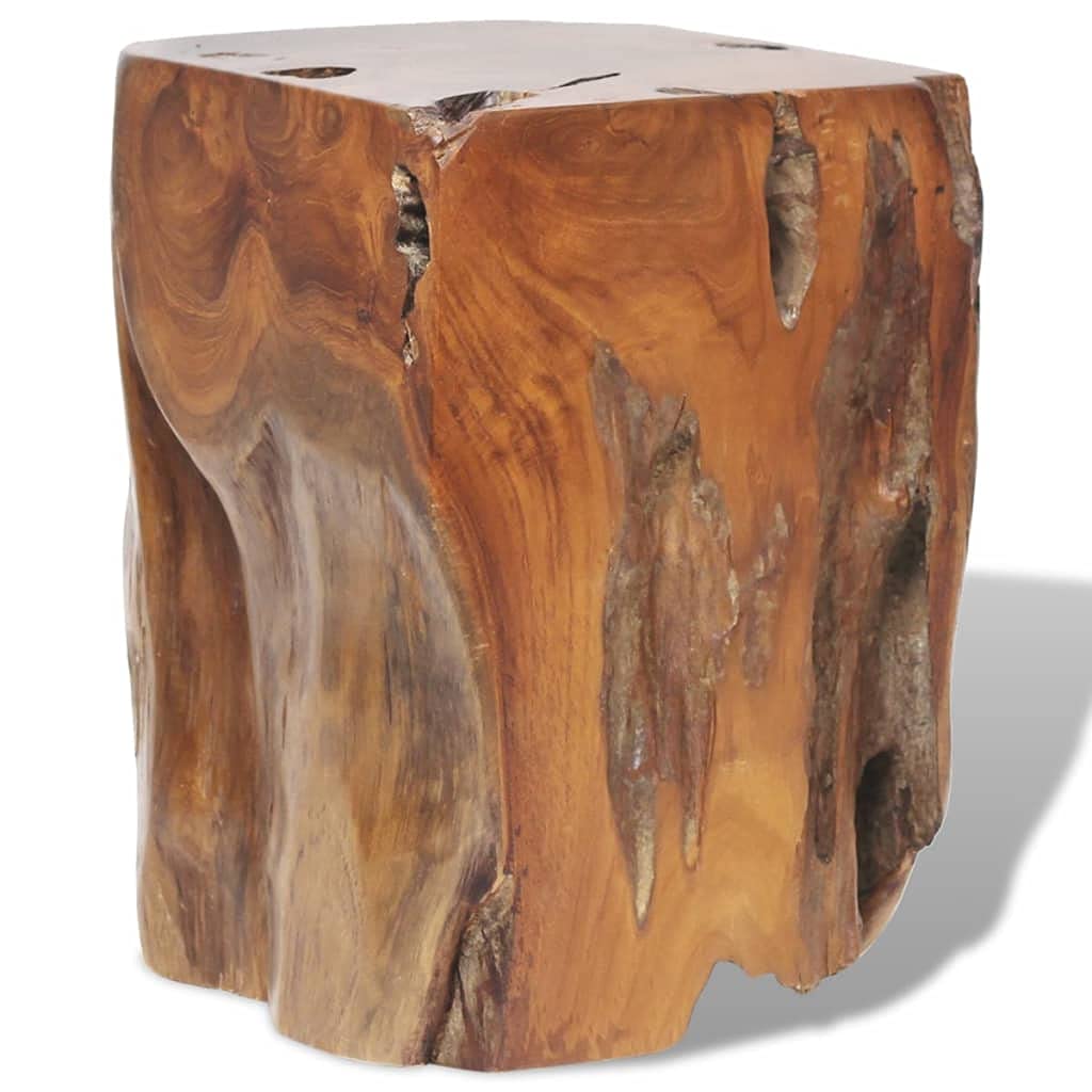 vidaXL Solid Teak Wood Stool, Versatile Footrest/Side Table, Unique Grain Pattern, Durable and Stable, 11.8 x 11.8 x 15.7 Bro