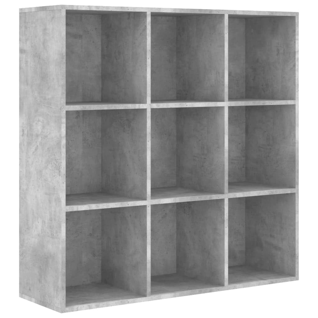 vidaXL Bookcase, Book Cabinet Open Shelf Bookcase, Wall Bookshelf for Office Living Room, Shelving Unit, Scandinavian, Concrete Gray Engineered Wood