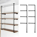 HBLYJS Industrial Pipe Shelving System with 4 Tiers, Black Iron Wall Mount, Floor to Ceiling Storage Rack, Rustic Farmhouse Styl