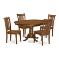 East West Furniture PORT5-SBR-W 5 Piece Dinette Set for 4 Includes an Oval Dining Table with Butterfly Leaf and 4 Dining Room Chairs, 42x60 Inch, Saddle Brown