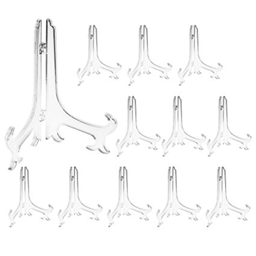 Artliving 6 Inch Clear Plastic Easels or Stand/Plate Holders to Display Pictures or Other Items at Weddings, Home Decoration, Bi