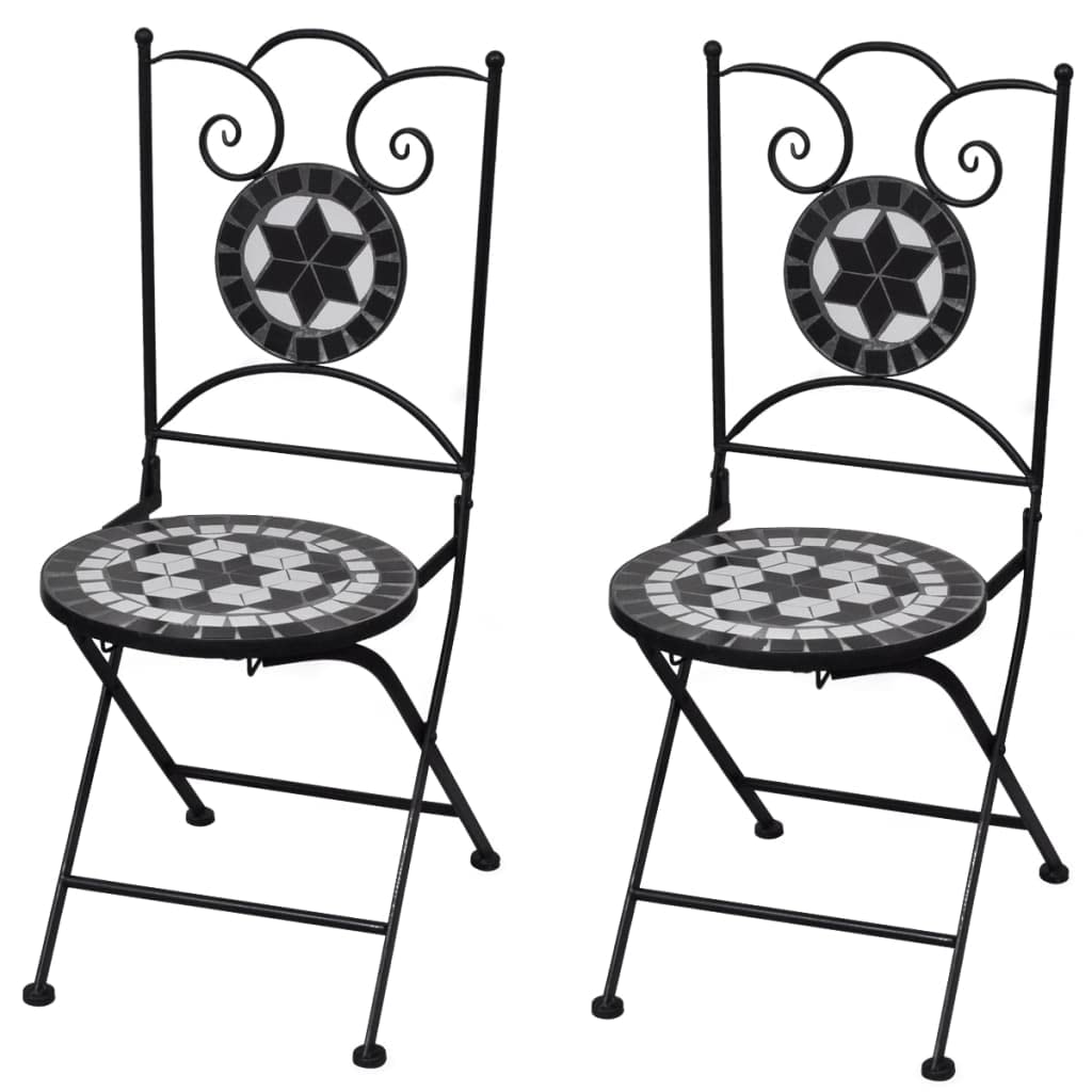 vidaXL Folding Mosaic Bistro Chairs Set of 2