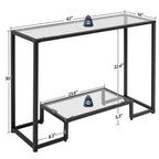 Yaheetech 42 Inch Console Table, Tempered Glass Entryway Table, 2-Tier Sofa Table With Storage Shelves, Entrance Table For Hallway Living Room, Black