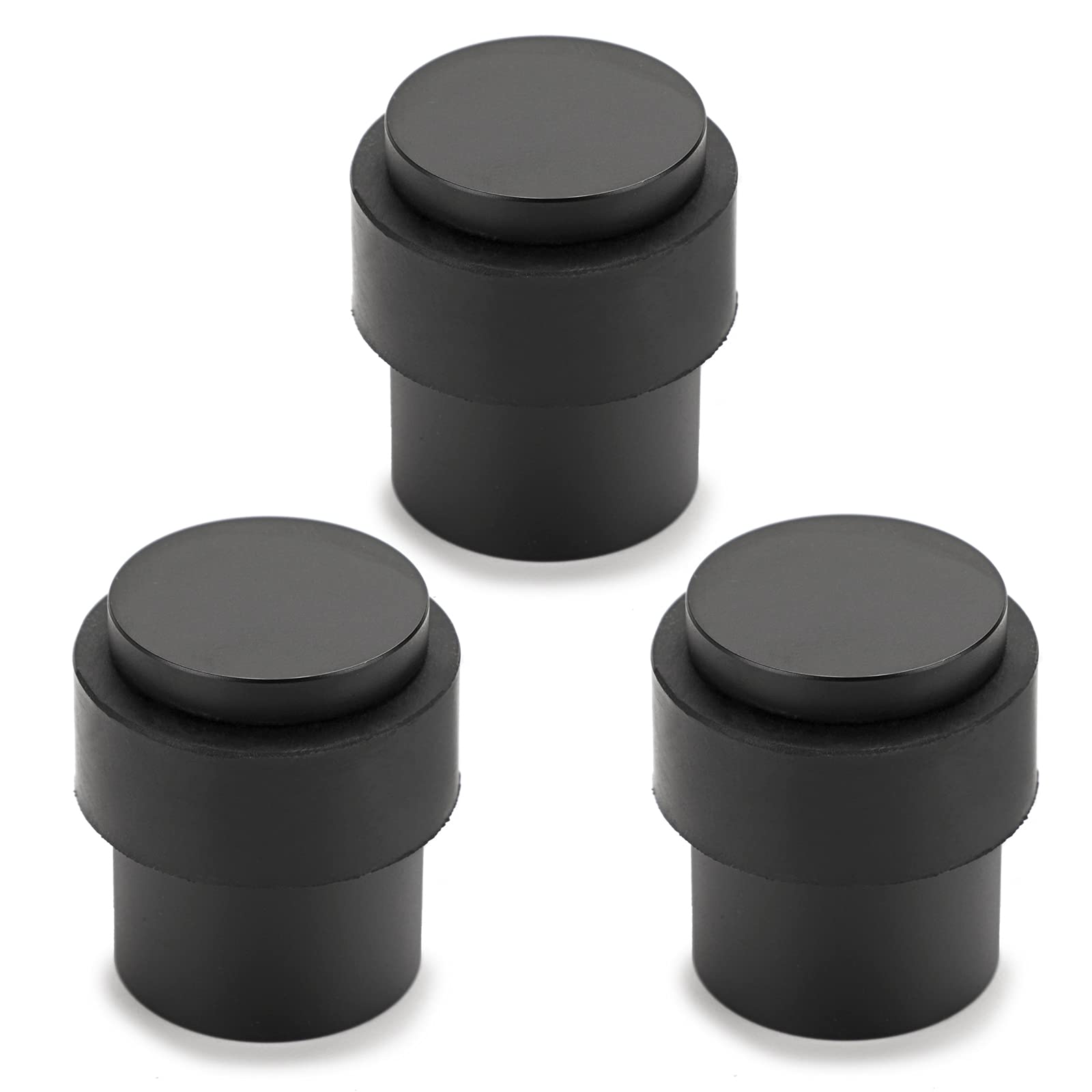 Sumnacon 3 Pcs Cylindrical Floor Door Stopper - Solid Stainless Steel Door Stop With Rubber Bumper-Safety Floor Mount Doorstop W