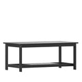 Flash Furniture Charlestown Two Tiered Commercial Grade Adirondack Coffee Table - Black Finish Poly Resin Wood - All-Weather - Slatted Shelf Design