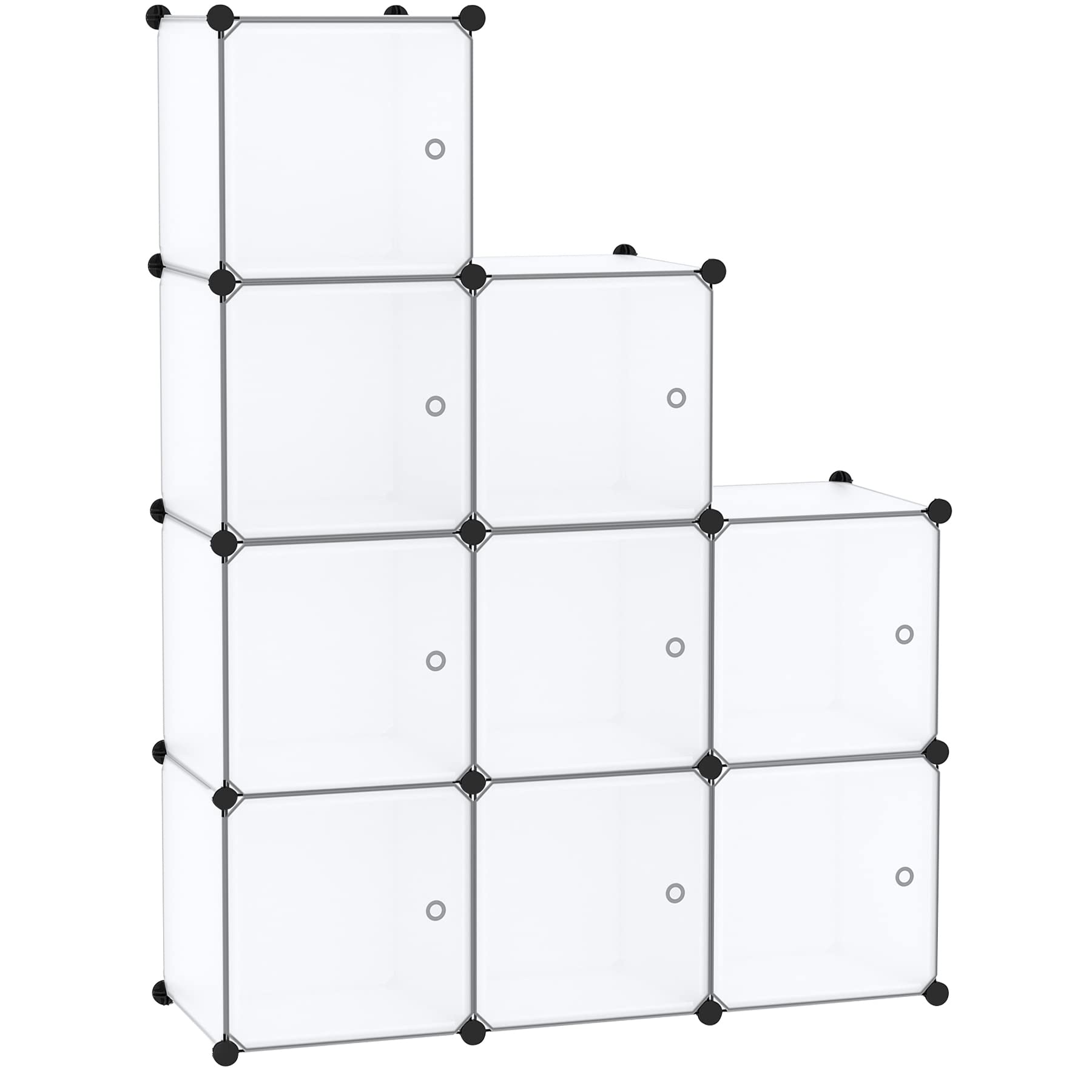 C&Ahome Cube Storage Organizer With Doors, 9-Cube Shelves, Closet Cabinet, Diy Plastic Modular Bookshelf Ideal For Bedroom, Living Room, 36.6”L X 12.4”W X 36.6”H White Usbtm3009B-Door
